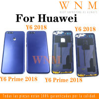 ฝาครอบแบตเตอรี่หลังสำหรับ Huawei Y6 2018 / Y6 Prime 2018พร้อมโลโก้ฝาครอบหลังกระจกแบตเตอรี่อะไหล่เคสประตูด้านหลัง