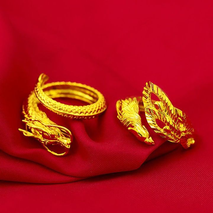 แหวนทองเวียดนามที่นิยมมังกรและนกฟีนิกซ์คู่แหวนมังกรและนกฟีนิกซ์มงคลแหวน-t-gas-เปิดแหวนมังกรปรับได้-9gyb