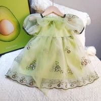 Girls Dress 2022 New Bow Gauze Dress Fresh Embroidered Princess Dress