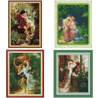 【CC】 Couple character series cross stitch Aida 14CT white 11CT printing needlework embroidery set home decorative painting