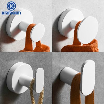 White Painted Stainless Steel Single Robe Hooks Wall Hang Mounted Towel Hook  Clothes Hook Bathroom Hardware Clothes Hangers Pegs