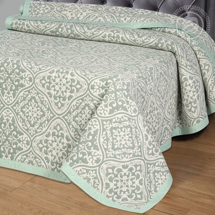 ผ้าคลุมเตียง-reseda-green-2205-ขนาด220-235-เตียงศิลปะ