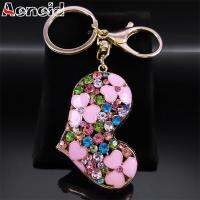 Pink Hollow Chain for Men Alloy Rhinestone Holder Car Accesorios Jewelry K5208S04