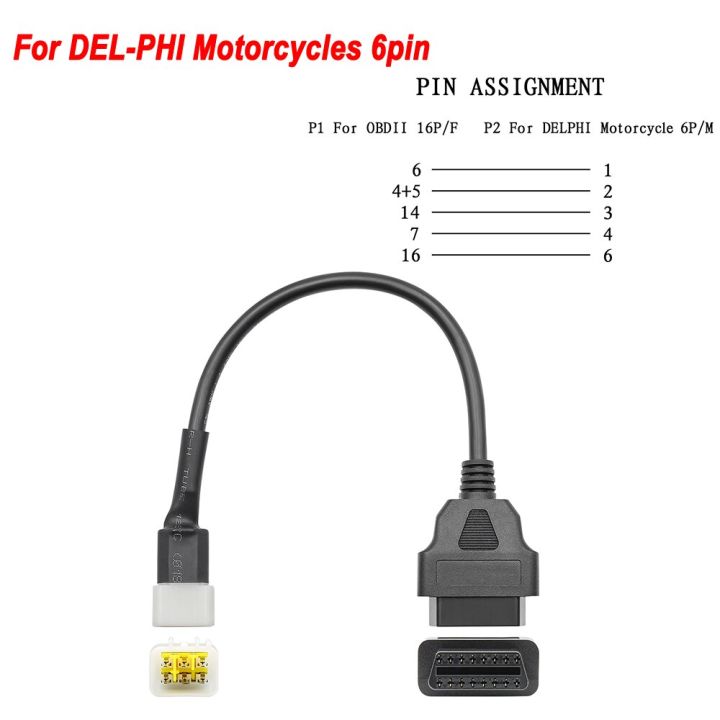 คอนเนคเตอร์-obd2สำหรับรถมอเตอร์ไซค์เคทีเอ็มมอเตอร์ไซด์6pin-สำหรับยามาฮ่า-ฮอนด้า-ฮาร์เลย์-ดูคาติ-คาวาซากิสำหรับเครื่องมือรถยนต์-obd-สายพ่วง-moto