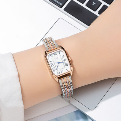 นาฬิกาข้อมือแนวโน้มแฟชั่นสำหรับสุภาพสตรีทรงสี่เหลี่ยมขนาดโรมันนาฬิกาผู้หญิง