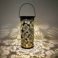 Solar Lanterns Outdoor Daisy Hollow Design Garden Hanging Decorative Lights LED for Patio Lawn Pathway Party Yard