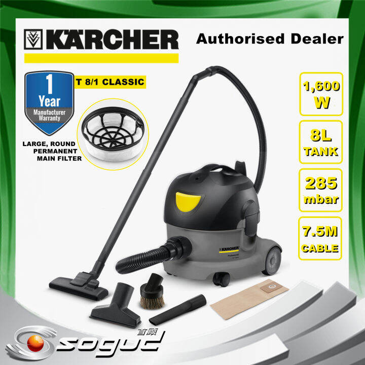 KARCHER T8/1 CLASSIC DRY VACUUM CLEANER 1600W 8L CAR FLOOR MESIN ...