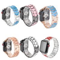 สายนาฬิกาหรูสำหรับ Apple Watch Series 8 7 41mm 45mm Stainless Steel Color Watchbands for Iwatch ultra 6 5 4 3SE 38 42mm 44mm 40mm 49mm Bracelet