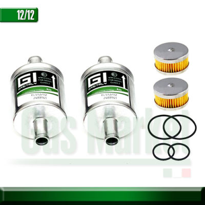 X2 GI Filter 12*12  + X2 Tomasetto Reducer Filter with orings - ไส้กรองหม้อต้ม 2 ชิ้น  (มีโอลิง) + GI กรองแก๊สหัวฉีดLPG/NGVขนาด12*12มม 2 ชิ้น