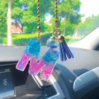 ◘ Fashion Car Interior Decoration Pendant Gradient Color Crystal 26 Letters Auto Rearview Mirror Pendant For Car Accessories Woman