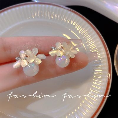 [COD] flower pearl earrings niche design all-match 925 silver high-end temperament wholesale women