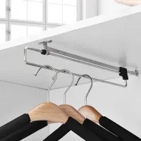 Stainless Steel Retractable Closet Wardrobe Rail Clothes Hanger Towel Coat Racks Rod Simplified Type Space Saving Organizer Clothes Hangers Pegs