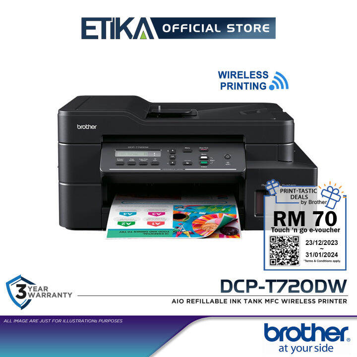 Brother DCPT720DW AIO Refillable Ink Tank MFC Wireless Printer Print