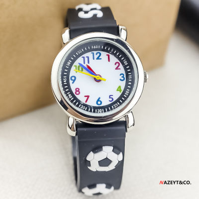 นาฬิกาควอตซ์ฟุตบอลสำหรับเด็ก3D ทำจากซิลิโคน0000 Jam Tangan Elektronik ใหม่