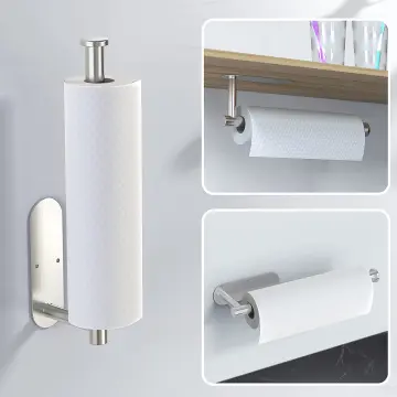 Stainless Steel Paper Towel Holder Adhesive Toilet Roll Paper Holder No  Hole Punch Kitchen Bathroom Toilet Lengthen Storage Rack