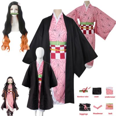 Anime Demon Slayer Kimetsu ไม่มี Yaiba คอสเพลย์เครื่องแต่งกาย Nezuko Kamado Kimono ชุด Halloween Clothes