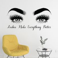 [COD] Custom Text Wall Decal Eyebrows Make Up Stickers Eyelashes Extension Vinyl Posters Lash Bar LL2132