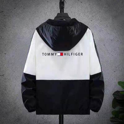 TOP☆▼ 2021春秋新款汤米TOMMY夹克连帽风衣大码休闲冲锋衣运动外套男