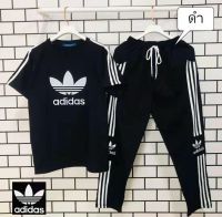 ADIDASชุด2ชิ้น เสื้อแขนสั้น+กางเกงยาว ผ้าดีใส่สบาย สวมใส่ได้ทั้งช/ญ