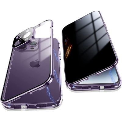 Anti Peeping SPY Privacy Metal Bumper Tempered Glass Case For iPhone 14 Plus 13 Pro Max 12 Mini Camera Protection Phone Cover