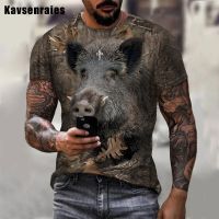 New Camouflage Hunting Animals Wild Boar 3D Print T-shirt Men Women Summer Fashion Casual Short Sleeve Harajuku Streetwear Tops