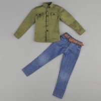 Action FiguresZZOOI 1/6 Scale Army Green Shirt + Jeans Clothes Accessories for 12 Inch     Male Action Figure Action Figures