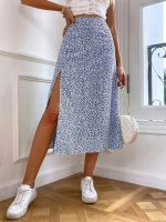 【CC】∋  2023 New European and Floral Half Skirt  Border Foreign Trade Split A-line Wrap Hip Mid Waist D