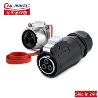 Cnlinko LP24 Plastic IP67 Waterproof 3pin Aviation Electric Plug Socket AC500V 25A Power Connector for Circular Wire Connection