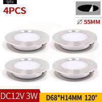 4ชิ้น12V DC 3W ตู้ครัวเคาน์เตอร์ Light Down Panel Light 55มม. RV Touring รถเรือหลอดไฟ Deck บันไดหลอดไฟ *