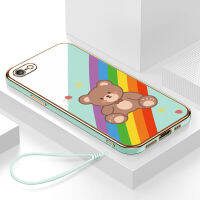 เคสไอโฟน6 กรอบสีทองชุบด้วยไฟฟ้า รวมทุกอย่าง ฝาหลัง วัสดุ TPU ป้องกันการหล่น ป้องกันการชนกัน กันน้ำ สายรัดข้อมือการ์ตูนน่ารัก เคสโทรศัพท์มือถือ