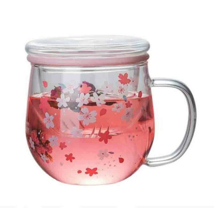 sakura-mug-glass-mug-with-tea-infuser-filter-amp-lid-cherry-blossoms-cup-set-blossoms-flower-teacup-300ml-glasses-drinking