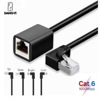 SANGYI CAT6หลายมุมสำหรับพีซีแล็ปท็อปชาย-หญิงสายเคเบิลอะแดปเตอร์มุมขวาสายเคเบิลเครือข่ายสายพ่วงเครือข่าย90องศาสายเคเบิล RJ45สายเครือข่าย CAT6 Cat6สายอีเธอร์เน็ต