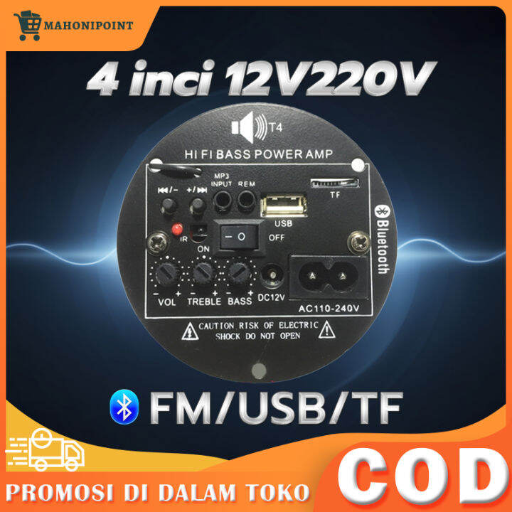 Amplifier Bluetooth 5.0 Untuk 4-12 Inci Speaker AC 220V 12V 24V Kit ...