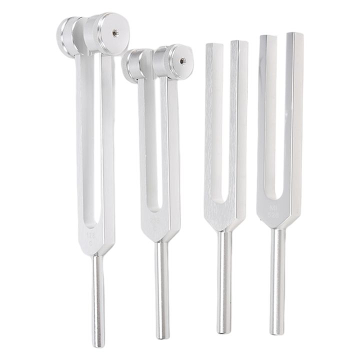 4-pack-tuning-fork-set-128-hz-256-hz-512-hz-528-hz-with-tuning-fork-hammer-for-sound-healing-sound-vibration-tools