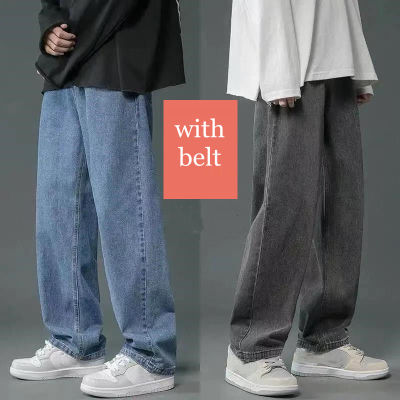 New Streetwear Baggy Jeans Men Plus Size S-5XL Fashion Loose Straight Wide Leg Pants Black Light Blue Male Casual Clothing