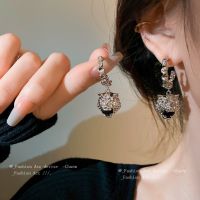 [COD] needle inlaid diamond tiger head earrings Korean niche fashion temperament high-end light luxury all-match wholesale