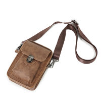 Men Retro Mini Shoulder Bags High Quality Crazy Horse Pu Leather Phon Key Crossbody Bag Male Vintage Small Belt Bag