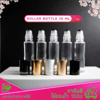 ขวดแก้วลูกกลิ้งสีใส 10ml. (หัวลูกกลิ้งสแตนเลส)  ขวดน้ำหอมลูกกลิ้ง ขวดลูกกลิ้งน้ำหอม ขวดน้ำหอม10ml. ขวดแบ่งน้ำหอม ขวดน้ำหอมพกพา ขวดหนา