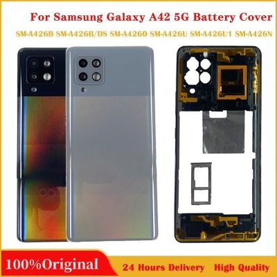 （shine electron）เคสฝาหลังแบตเตอรี่สำหรับ Samsung Galaxy A42 5G,กรอบกลางปลอกหุ้มฝาหลัง A426เลนส์กล้องถ่ายรูปโลโก้