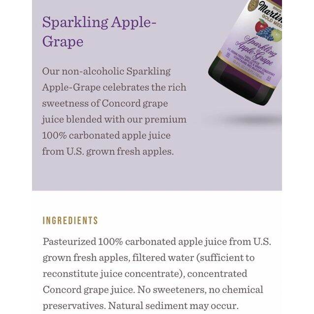 heat sell Martinelli’s NonAlcoholic Sparkling Apple Grape Juice 750mL