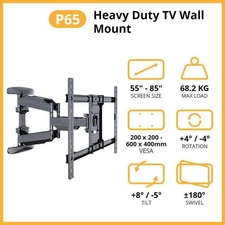 Universal 10‘’120‘’ Inches TV Wall Mount TV Bracket Swivel Tilt Retractable Adjustable Arm For