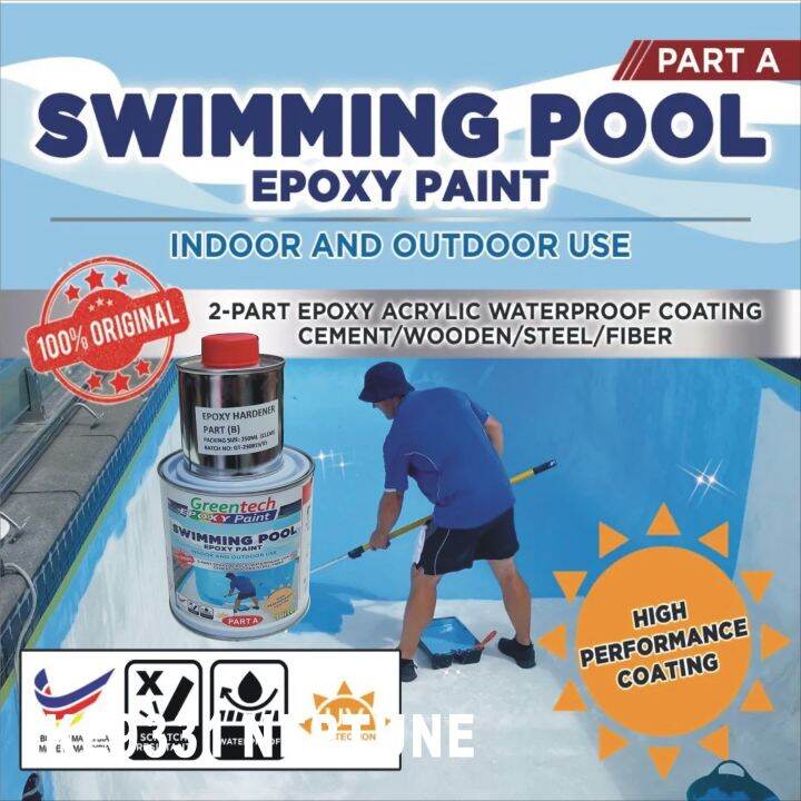1L EPOXY Swimming Pool Epoxy Paint Pond Paint Cat Kolam Renang Ikan