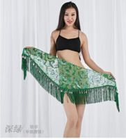 【cw】 1pcs/lot belly dancing costumes mesh sequins tassel dance hip scarf ！