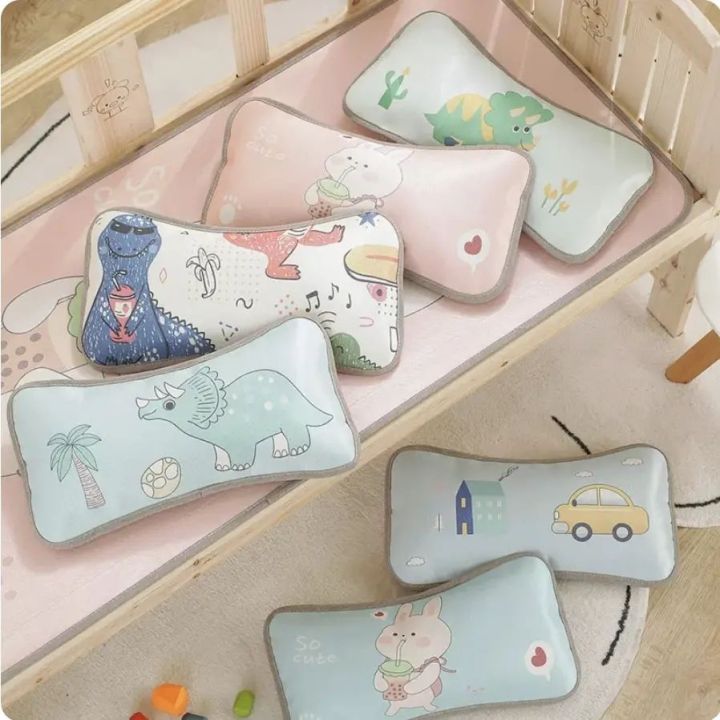 sales-summer-childrens-pillow-0-1-6-years-old-6-months-baby-cool-ice-silk-removable-washable-kindergarten-nap-special