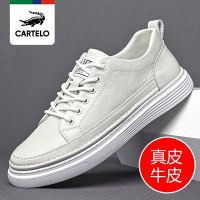 Cartelo crocodile mens shoes 2022 new leather casual leather shoes youth white shoes mens trendy all-match sneakers shoes