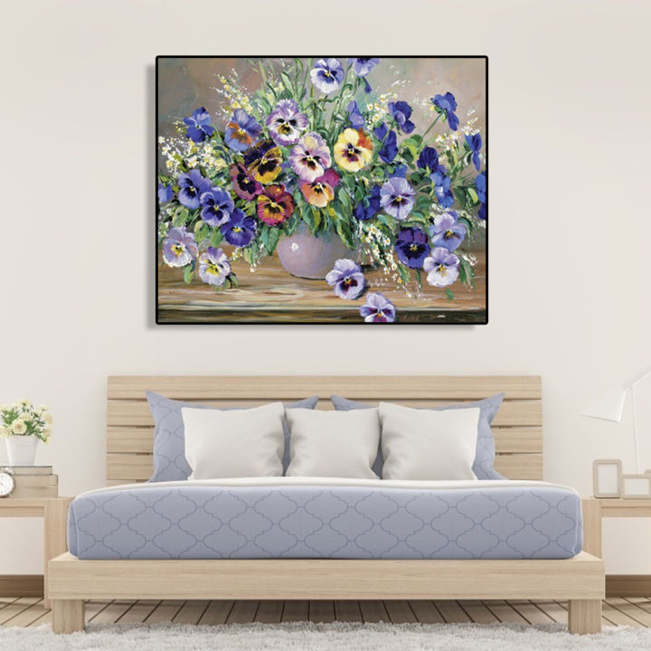 ภาพวาดภาพวาดสีน้ำมันดอกไม้ผ้าใบชุดdiyดอกไม้ผ้าใบน้ำมันภาพงานศิลปะติดผนังบ้าน