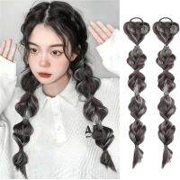 ผู้หญิงที่มองไม่เห็นไม่มีรอยต่อ Double Ponytail Bubble Twist Braid วิกผมสีสัน Plait โคมไฟคอสเพลย์ปลอมผมหางม้าวิกผม 1PC