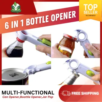 1pc Green Stainless Steel Easy Twist Jar Opener, Bottle Opener, Glass Opener,  Multi-functional Universal Can & Cap Opener