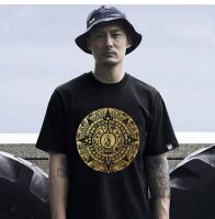 【Hot Sale】 Shawn Yue trendy brand star same style short-sleeved T-shirt pure large size bronzing personalized mens hip-hop student half sleeves