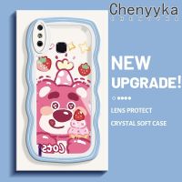 เคส Chenyyka สำหรับ Infinix Smart 4เคส X653 4C รูปการ์ตูนหมีสตอเบอรี่ลายคลื่นเคสโทรศัพท์เนื้อนิ่มสีสันสดใสเคสซิลิโคนใสกันกระแทกเลนส์กล้องถ่ายรูปเคสใส